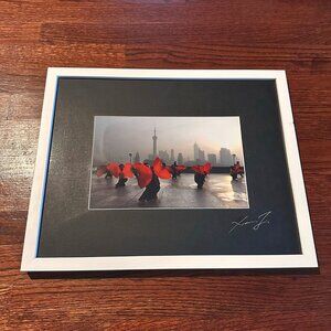 "Fan Dance" by Chinese artist Xuanmin Jin, Signed, Custom Frame w/ Matte + Glass
